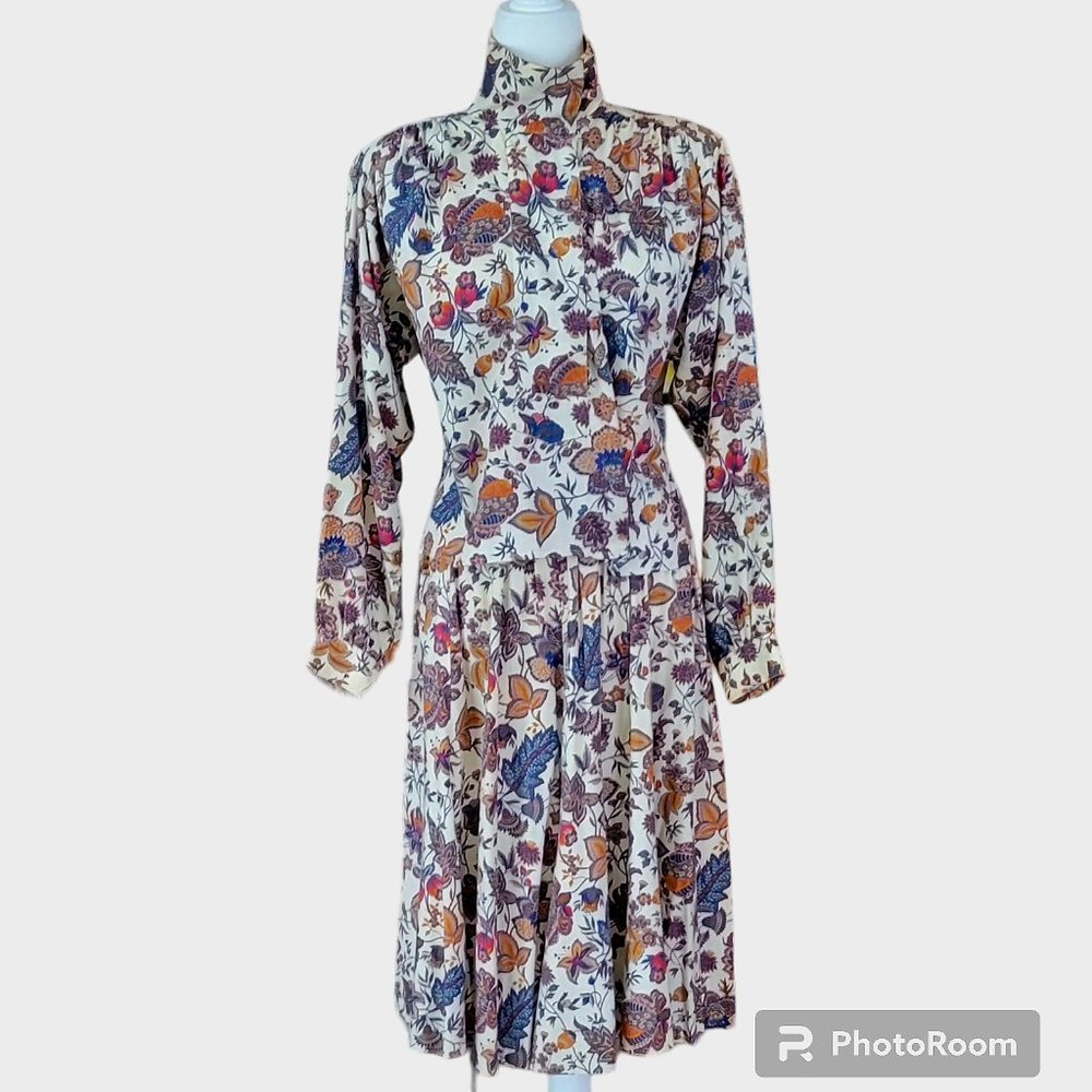 VTG Pure Wool Richard Malcom Paisley 2 Pc Midi Skirt & Top Set Made in Ireland